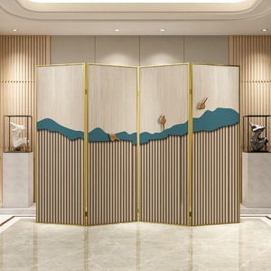 铝合金简约现代屏风折叠移动金属线条抽象客厅装饰办公室酒店玄关