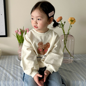 韩国童装2024秋冬款0-6岁男女童可爱卡通圆领套头衫宝宝休闲卫衣