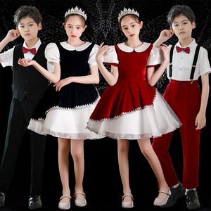 六一儿童合唱演出服中小学生诗歌朗诵比赛服装男女童公主裙表演服
