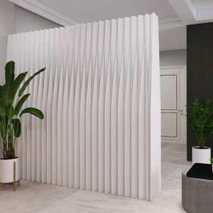 白色纸屏风隔断格栅移动折叠隔墙展厅背景墙伸缩活动双面折屏防水