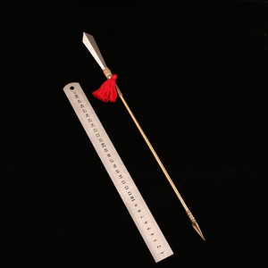 1比6微型古代兵器唐朝李嗣业武器陌刀440c钢黄铜精雕龙头吞口