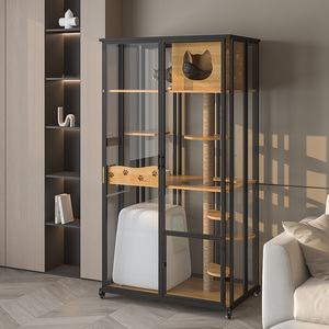 猫笼子豪华猫别墅玻璃全景超大自由空间一体猫窝猫柜三层家用室内