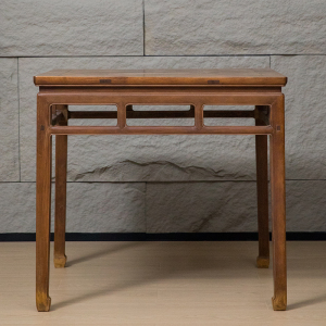 清早期黄花梨直枨矮栳八仙桌明清古典家具古董收藏黄花梨书桌高档