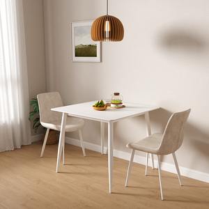 正方形岩板餐桌小户型家用白色奶油风单身公寓二人家庭迷你小餐桌