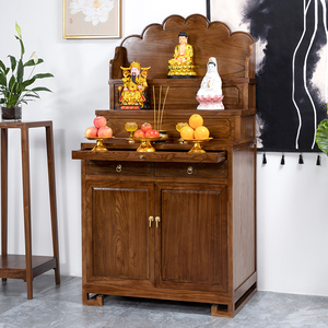 实木藏式供桌三层佛台家用香案佛堂佛像供奉台贡台桌现代简约神台