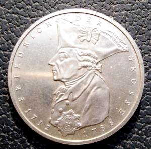 联邦德国硬币,1986年5马克纪念币(普鲁士的腓特列大帝) 全新unc