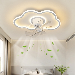 2024新款卧室风扇灯儿童房主卧360度摇头吊扇灯云朵吸顶电风扇灯