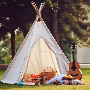 户外露营白色印第安帐篷生日装饰儿童室内男女游戏小房子野餐活动
