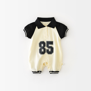 婴儿连体衣夏季婴儿翻领运动篮球服时尚萌宝宝夏装棉质薄款爬服