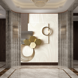 意式轻奢玄关装饰画走廊过道抽象竖版壁纸现代简约客厅背景墙壁画