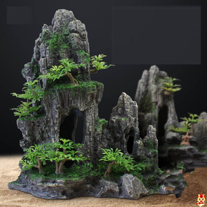 鱼缸装饰假山水族箱造景布景仿真假山假水草中国风水景摆件装饰