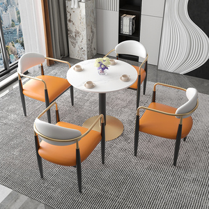 咖啡厅书吧休闲吧休息区会客小圆桌椅组合洽谈接待售楼处一桌四椅