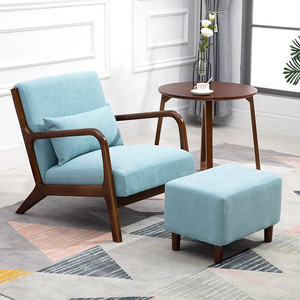 奕44凯实木单人沙发椅北欧现代简约布艺休闲小沙发椅子小户型懒人