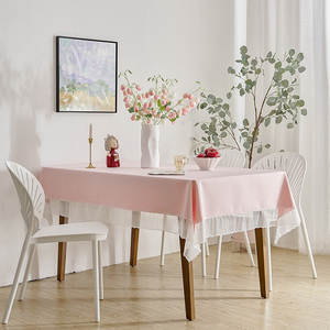 法式ins桌布粉红生日派对台布防水防油免洗餐桌布文艺甜品台蕾丝