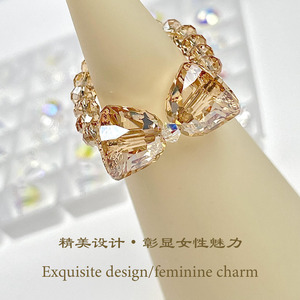 原创设计奥地利水晶转运串珠铃铛指环个性高级感戒指少女小众设计