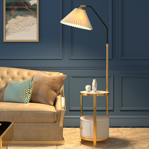 沙发边客厅带抽屉极简落地灯设计感卧室床头简约无线充电落地台灯