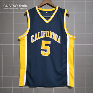 贾森·基德 加利福尼亚大学5号球衣 刺绣篮球服背心男