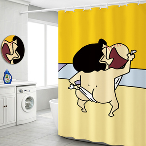 卡通免打孔浴帘套装窗帘淋浴帘卫生间洗澡遮挡帘防水防霉隔断门帘