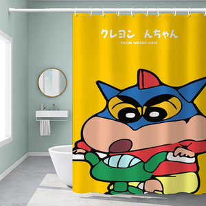 卡通浴帘套装淋浴加厚防水布洗手间干湿分离隔断布帘浴室遮挡帘子