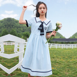 少女连衣裙夏季初中生学院风裙子高中生海军领公主裙女大童学生裙