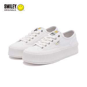 smiley03笑脸帆布鞋女2022夏季新款厚底增高低帮休闲鞋潮牌小白鞋