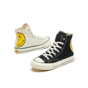 【预售26号发货】smiley笑脸高帮情侣帆布鞋果冻底男女同款硫化鞋