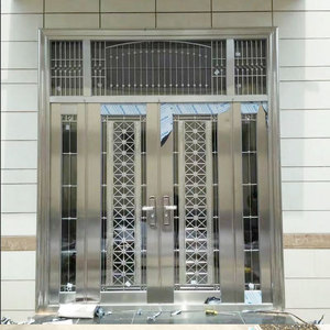 304不锈钢门双开门 不锈钢防盗门家用玻璃门定做别墅农村进户大门