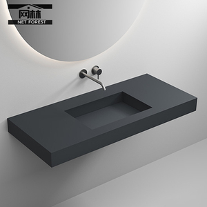 一体人造绮美石壁挂式洗漱盆卫生间洗手台浴室洗脸洗面台下盆定制
