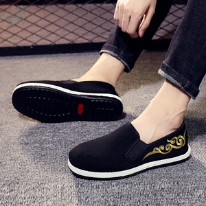 老北京布鞋男春夏透气千层底中国风布底休闲鞋祥云刺绣软底潮男款