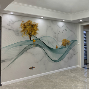 壁布轻奢风电视背景墙壁纸现代简约客厅3d立体壁画高档9d影视墙布