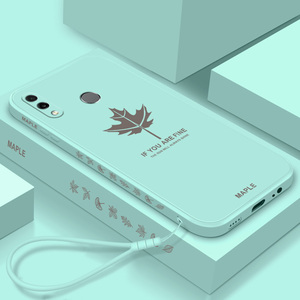 适用华为荣耀play手机壳枫叶cor-al10直边液态硅胶paly保护套honor侧