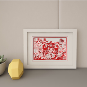 非遗文化佛山剪纸十三非遗·龙狮起舞纯手工工艺品装饰商务礼品