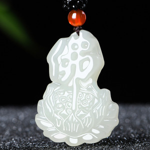 佳媛玉业和田玉佛字莲花玉吊坠 男女士款玉坠玉牌玉挂坠