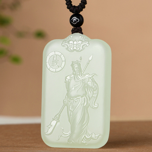 和田玉关公玉吊坠 男士款武财神玉坠玉石玉牌玉佩玉挂坠