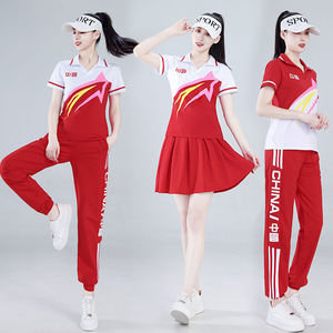 五一节广场舞服装新款套装短袖跳蹈衣服中红杨丽萍运动装团队演出