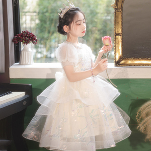 公主裙女童高端礼服花童婚礼生日宴钢琴纱裙六一儿童主持人演出服