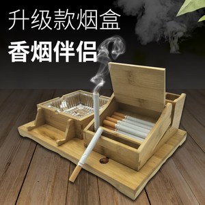 楠竹竹子手工艺品自动弹烟盒调烟器创意品按钮装20支一键出木烟盒