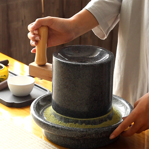 天然茶磨石磨磨茶粉石磨茶碾抹茶宋代点茶石磨茶道茶粉磨中式复古