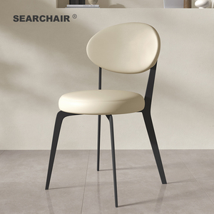 法式奶油风白色意式极简餐椅家用现代简约设计师椅子靠背高级凳子