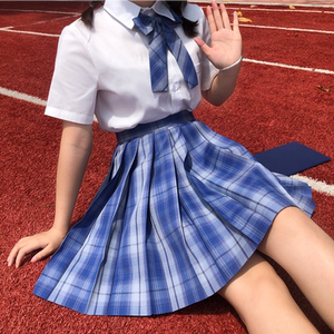 颜妹家原创遗梦鲸jk正版格裙学生制服高腰半身短裙春夏蓝色百褶裙