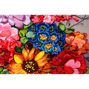 丝带绣挂画繁华花瓶卉客厅欧式大幅立体精准d彩印 繁华尺寸50x60c