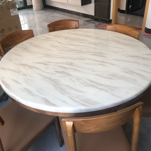 大理石圆桌面石材茶几面板圆餐桌转盘轻奢现代长方形台面家用定做