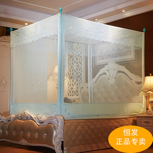 恒发家纺u型三开门方顶拉链加高蒙古包不锈钢宫廷蚊帐1.5m/1.8m床