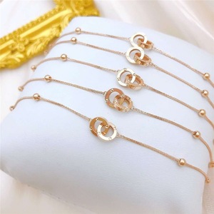 正品老凤祥家18k彩金双扣肖邦手链 k红au750玫瑰金满天星手链女