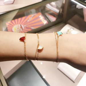 专柜正品 bvlgari/宝格丽 18k玫瑰金 白贝母 小裙子 双链 手链 女