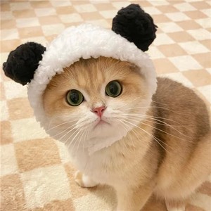 猫咪小熊猫头套可爱变装狗狗兔子头套卡通萌宠物拍照头饰帽子饰品