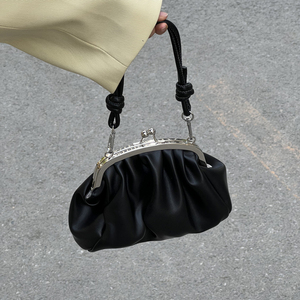 vico软糯糯褶皱贝壳腋下包复古金属夹口包百搭单肩时尚斜挎女包