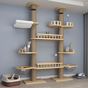 猫爬架通天柱实木pvc多层不占地大型顶天立地猫爬架猫窝猫树一体