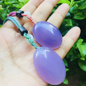 天然紫玛瑙蛋面吊坠可伸缩调节简约玉石项链高冰种粉紫玉髓挂件女