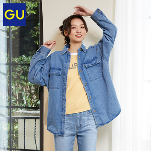 gu极优女装牛仔宽松衬衫(水洗产品)2022春款新品减龄长袖340826